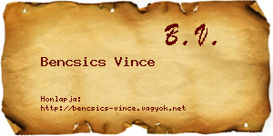 Bencsics Vince névjegykártya